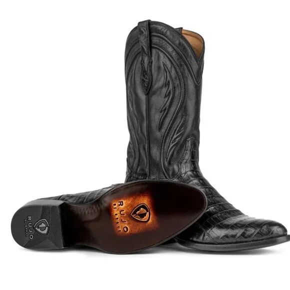 NWT Rujo Boots Mens The Blake Caiman Midnight Black 10.5 D Boxed - Picture 10 of 12